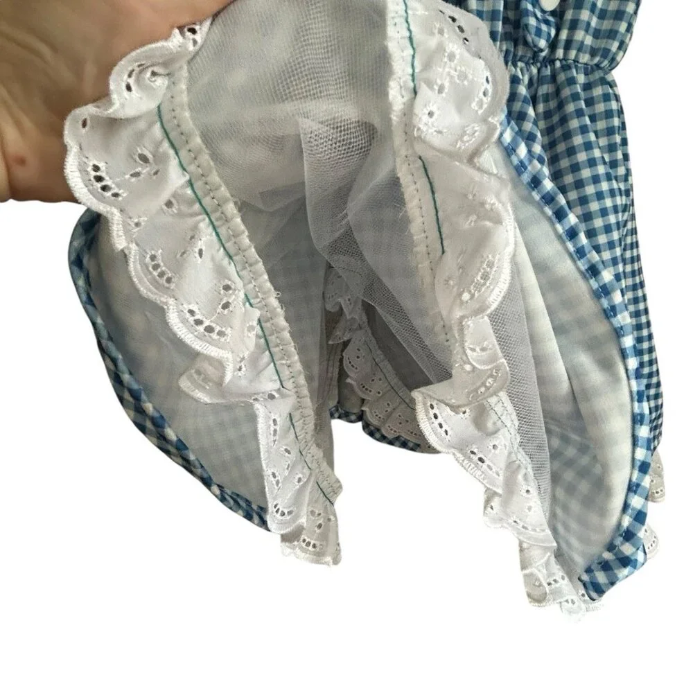 Wizard Of Oz Dorothy Dress Medium Girls Check Costume Cottagecore Halloween - Picture 4 of 8